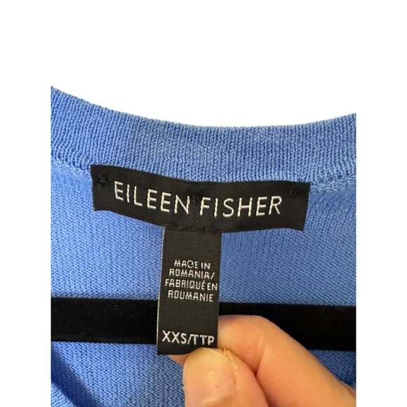 Eileen Fisher blue oversized V-neck tunic sweater size XXS - Picture 6 of 7
